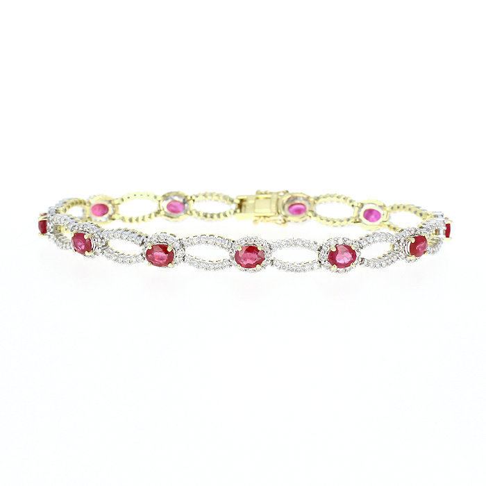 LaViano Jewelers 14K White Gold Ruby and Diamond Bracelet -