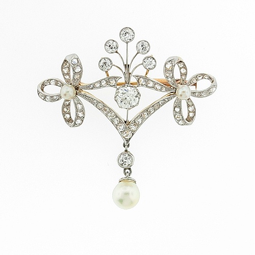 HPS Jewelers Diamond~Pearl Brooch - 4996TT142