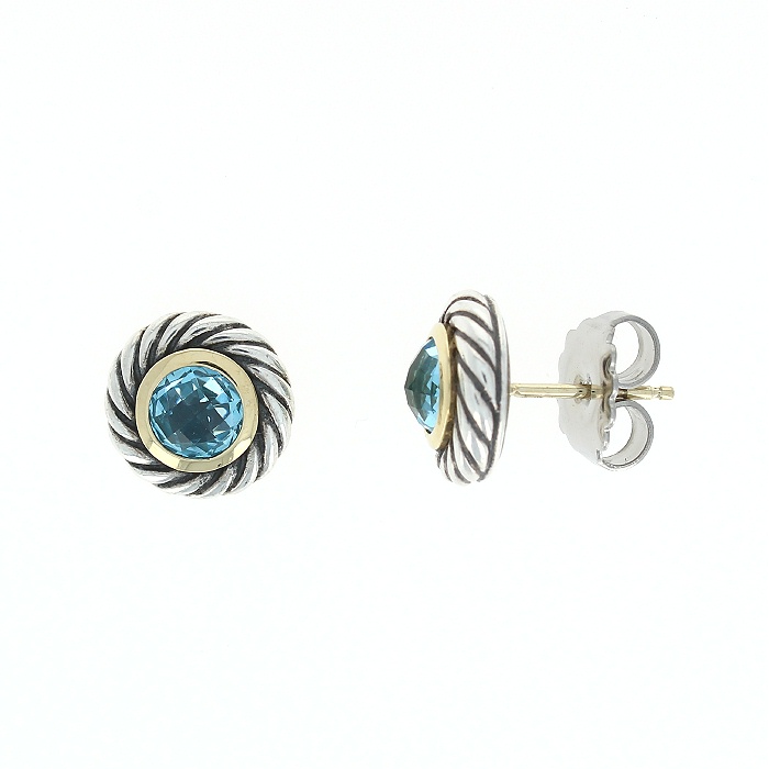David Yurman Blue Topaz  Diamond Earrings  Personal Jeweler