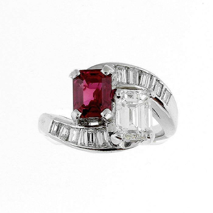 Art Deco Burma Ruby Diamond Platinum Ring – Rive Gauche Jewelry